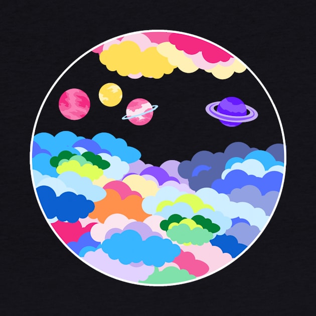 Bright clouds and space planets - Colourful by LukjanovArt